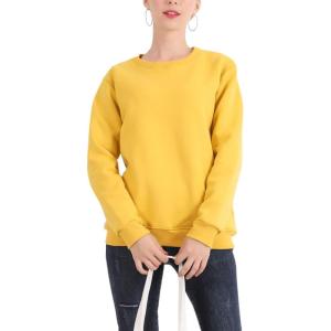 imageFlygo Womens Loose Sherpa Fleece Lined Pullover Crewneck SweatshirtYellow
