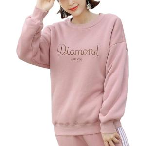 imageFlygo Womens Winter Casual Long Sleeve Thicken Fleeces Sherpa Lined Short Crew Neck Pullover SweatshirtsPink