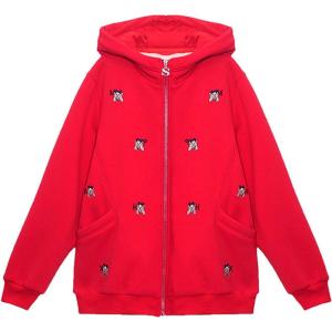 imageFlygo Womens Winter Casual Zip Up Warm Fleece Lined Hoodies Long Sleeves Sweatshirt Jacket Coats OuterwearRed