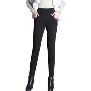 imageFlygo Womens Winter Thicken Fleece Sherpa Lined Elastic High Waist SweatpantsBlackgold Fleece