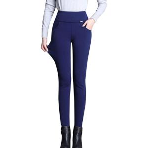 imageFlygo Womens Winter Thicken Fleece Sherpa Lined Elastic High Waist SweatpantsBluegold Fleece