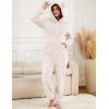 imageFlygo Womens Fleece Onesie Pajamas Winter Warm Fuzzy One Piece Romper Loungewear Teddy Ears Zipper Hooded Jumpsuit SleepwearBeige