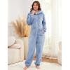 imageFlygo Womens Fleece Onesie Pajamas Winter Warm Fuzzy One Piece Romper Loungewear Teddy Ears Zipper Hooded Jumpsuit SleepwearBlue
