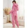 imageFlygo Womens Fleece Onesie Pajamas Winter Warm Fuzzy One Piece Romper Loungewear Teddy Ears Zipper Hooded Jumpsuit SleepwearPink