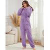 imageFlygo Womens Fleece Onesie Pajamas Winter Warm Fuzzy One Piece Romper Loungewear Teddy Ears Zipper Hooded Jumpsuit SleepwearPurple