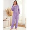 imageFlygo Womens Fleece Onesie Pajamas Winter Warm Fuzzy One Piece Romper Loungewear Teddy Ears Zipper Hooded Jumpsuit SleepwearPurple