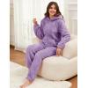 imageFlygo Womens Fleece Onesie Pajamas Winter Warm Fuzzy One Piece Romper Loungewear Teddy Ears Zipper Hooded Jumpsuit SleepwearPurple