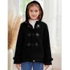imageFlygo Girls Fleece Jacket Sherpa Lined Hoodie Horn Button Duffle Coat Warm Winter Coats Jackets 514 YearsBlack