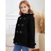 imageFlygo Girls Fleece Jacket Sherpa Lined Hoodie Horn Button Duffle Coat Warm Winter Coats Jackets 514 YearsBlack
