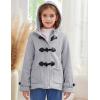 imageFlygo Girls Fleece Jacket Sherpa Lined Hoodie Horn Button Duffle Coat Warm Winter Coats Jackets 514 YearsLight Grey