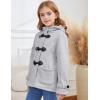imageFlygo Girls Fleece Jacket Sherpa Lined Hoodie Horn Button Duffle Coat Warm Winter Coats Jackets 514 YearsLight Grey