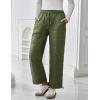 imageFlygo Women Winter Pants Lightweight Quilted Puffy Down Snow Pants Casual Baggy Wide Leg Trousers with PocketsArmy Green