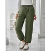 imageFlygo Women Winter Pants Lightweight Quilted Puffy Down Snow Pants Casual Baggy Wide Leg Trousers with PocketsArmy Green