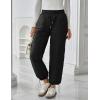 imageFlygo Women Winter Pants Lightweight Quilted Puffy Down Snow Pants Casual Baggy Wide Leg Trousers with PocketsBlack