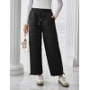 imageFlygo Women Winter Pants Lightweight Quilted Puffy Down Snow Pants Casual Baggy Wide Leg Trousers with PocketsBlack