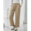 imageFlygo Women Winter Pants Lightweight Quilted Puffy Down Snow Pants Casual Baggy Wide Leg Trousers with PocketsLight Khaki