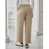 imageFlygo Women Winter Pants Lightweight Quilted Puffy Down Snow Pants Casual Baggy Wide Leg Trousers with PocketsLight Khaki
