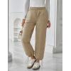 imageFlygo Women Winter Pants Lightweight Quilted Puffy Down Snow Pants Casual Baggy Wide Leg Trousers with PocketsLight Khaki