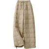 imageFlygo Women Winter Pants Lightweight Quilted Puffy Down Snow Pants Casual Baggy Wide Leg Trousers with PocketsLight Khaki