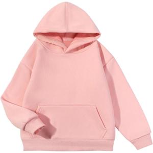 imageFlygo Unisex Boys Girls Sherpa Hoodie Fleece Lined Hooded Sweatshirt Pullover Sweater Kids Fall Winter Hoodies 511YearsPink