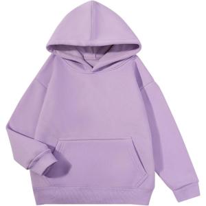 imageFlygo Unisex Boys Girls Sherpa Hoodie Fleece Lined Hooded Sweatshirt Pullover Sweater Kids Fall Winter Hoodies 511YearsPurple