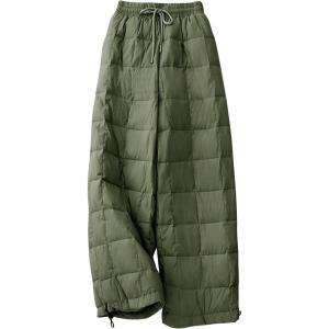 imageFlygo Women Winter Pants Lightweight Quilted Puffy Down Snow Pants Casual Baggy Wide Leg Trousers with PocketsArmy Green