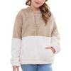 imageFlygo Girls Fuzzy Sherpa Hoodie Fleece Pullover Quarter Zip Hoodies Fluffy Sweaters Casual Long Sleeve Sweatshirt 514YearsKhakiwhite