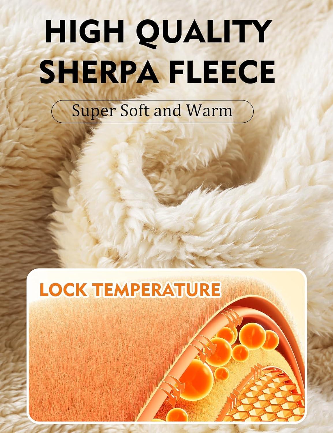 imageFlygo Flannel Shirt Jacket Men Fleece Hoodie Sherpa Lined Plaid Button Down Fall Winter Jackets with HoodKhaki