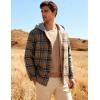 imageFlygo Flannel Shirt Jacket Men Fleece Hoodie Sherpa Lined Plaid Button Down Fall Winter Jackets with HoodKhaki