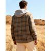 imageFlygo Flannel Shirt Jacket Men Fleece Hoodie Sherpa Lined Plaid Button Down Fall Winter Jackets with HoodKhaki