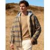 imageFlygo Flannel Shirt Jacket Men Fleece Hoodie Sherpa Lined Plaid Button Down Fall Winter Jackets with HoodKhaki