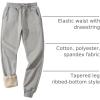 imageFlygo Mens Fleece Lined Sherpa Sweatpants Winter Warm Pants Jogger Lounge Athletic Pant with Pockets2 Light Grey Ribbed Bottom