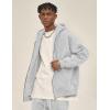 imageFlygo Mens Zip Up Hoodies Oversized Fleece Long Sleeve Drop Shoulder Hooded Sweatshirt Trendy Vintage StreetwearLight Grey