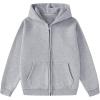 imageFlygo Unisex Boys Girls Fleece Jacket Lightweight Zip up Active Hoodie Hooded Sweatshirt Kids Spring Fall Jackets CoatGrey