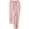 imageFlygo Womens Warm Fleece Pants Sherpa Lined Jogger Pants Active Running SweatpantsPink