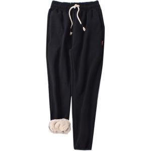 imageFlygo Womens Warm Fleece Pants Sherpa Lined Jogger Pants Active Running SweatpantsBlack