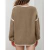 imageFlygo Oversized Sweaters for Women Long Sleeve Crew Neck Trendy Fall Sweaters Colorblock Chunky Knit PulloverKhakiS