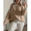 imageFlygo Oversized Sweaters for Women Long Sleeve Crew Neck Trendy Fall Sweaters Colorblock Chunky Knit PulloverKhakiS