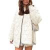 imageFlygo Womens Oversized Quilted Lightweight Jacket Button Down Puffer Padded Outerwear with PocketBeige