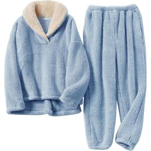 imageFlygo Women Fuzzy Warm Fleece Pajamas Sets Winter Flannel Sleepwear Fluffy Pajama Pullover Top Lounge Pants SetBlue