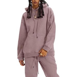 imageFlygo Womens Fleece 2 Piece Outfits Lounge Hoodie Sweatsuits Sets Oversized Sweatshirt Baggy Sweatpants Set WPocketsDusty Pink