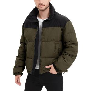 image:imageFlygo Mens Puffer Jacket Winter Coats Water Resistant Long Sleeve Zip Up Lightweight Quilted Down JacketsArmy Green