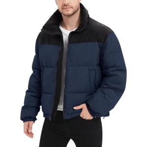 image:imageFlygo Mens Puffer Jacket Winter Coats Water Resistant Long Sleeve Zip Up Lightweight Quilted Down JacketsNavy
