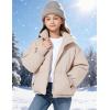 image:imageFlygo Girls Winter Puffer Jacket Warm Short Kids Zip up Long Sleeve Puffy Quilted Jackets Coat Outerwear 514 YearsBeige