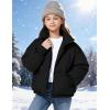 image:imageFlygo Girls Winter Puffer Jacket Warm Short Kids Zip up Long Sleeve Puffy Quilted Jackets Coat Outerwear 514 YearsBlack