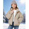 image:imageFlygo Girls Winter Puffer Jacket Warm Short Kids Zip up Long Sleeve Puffy Quilted Jackets Coat Outerwear 514 YearsKhaki