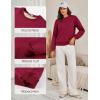 image:imageFlygo Womens Winter Fleece Sherpa Lined Sweatshirt Crewneck Pullover Long Sleeve Thermal Warm Thick Heavyweight TopsWine