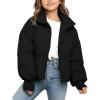 image:imageFlygo Girls Winter Puffer Jacket Warm Short Kids Zip up Long Sleeve Puffy Quilted Jackets Coat Outerwear 514 YearsBlack