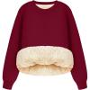 image:imageFlygo Womens Winter Fleece Sherpa Lined Sweatshirt Crewneck Pullover Long Sleeve Thermal Warm Thick Heavyweight TopsWine