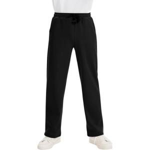 image:imageFlygo Boys Sweatpants Fleece Jogger Sherpa Lined Boys Athletic Pants Kids Sweatpants with PocketsBlack